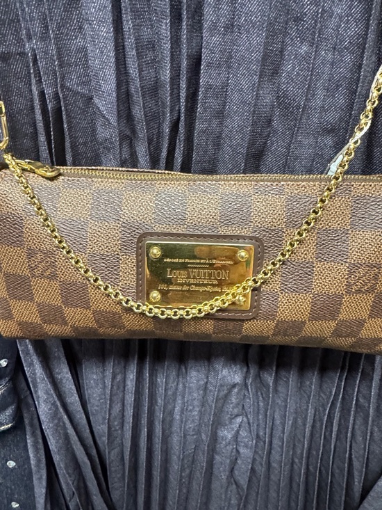 Louis Vuitton Handbags - Louis Vuitton Brown Damier Ebene Gold-Trim Chain Pochette